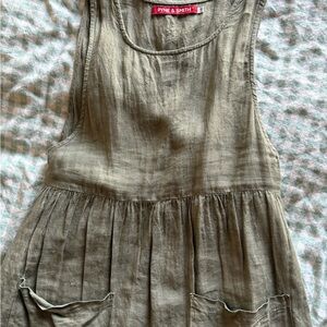 Pyne & Smith sage Green Linen pinafore Dress xs